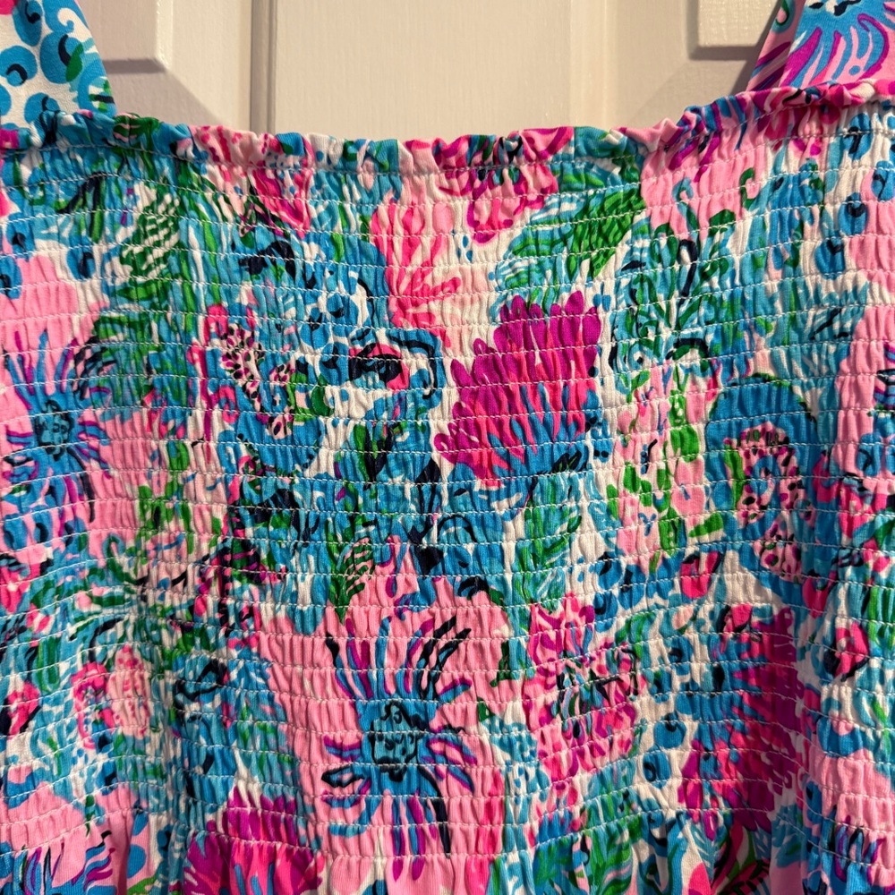 NWT Lilly Pulitzer Kailua Smocked Dress Paradise Petals - Picture 4 of 10